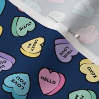 valentine's hearts - candy pastels - dark blue - LAD20