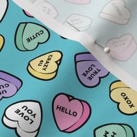 valentine's hearts - candy pastels - teal - LAD20