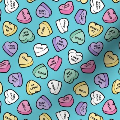 valentine's hearts - candy pastels - teal - LAD20