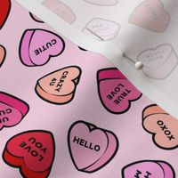 valentine's hearts - candy pastels - red and pink on pink - LAD20