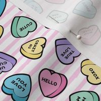 valentine's hearts - candy pastels - pink stripes - LAD20