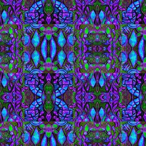 Stonewall leaves - purple and turquoise hues saturated faux patchwork