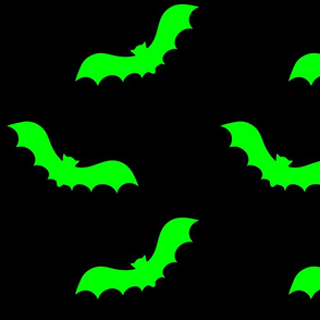 Here We Glow Green Tossed Bats Glow in the Dark Fabric - 703081211234