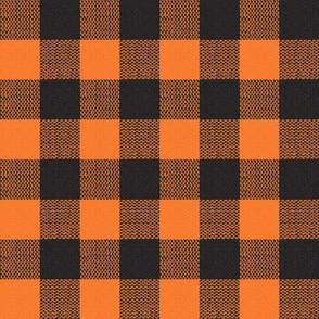 orange and black woven check