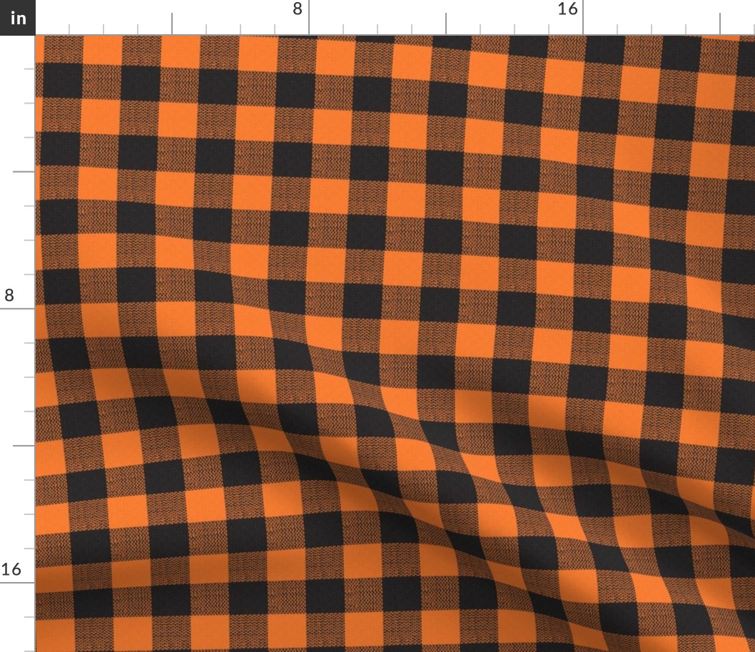 orange and black woven check