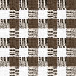 dark brown and white woven check