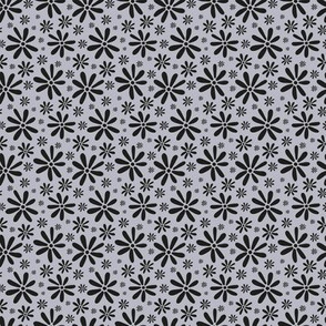 Calypso floral black and grey midi