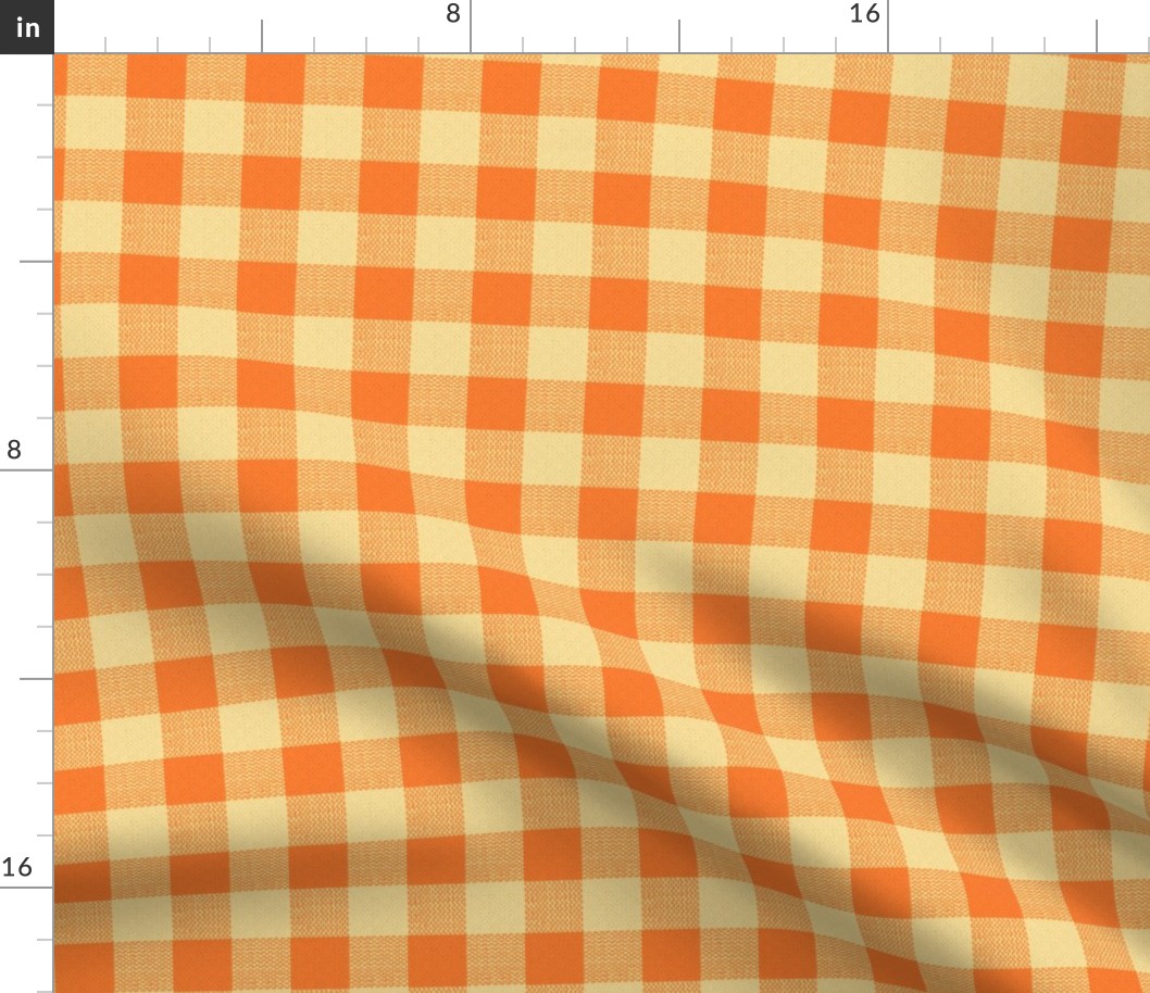 orange and cream woven check