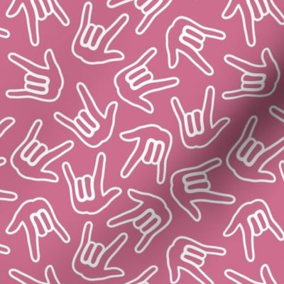 ASL I love you outline pink