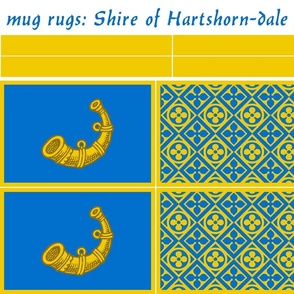 mug rugs: Shire of Hartshorn-dale (SCA)