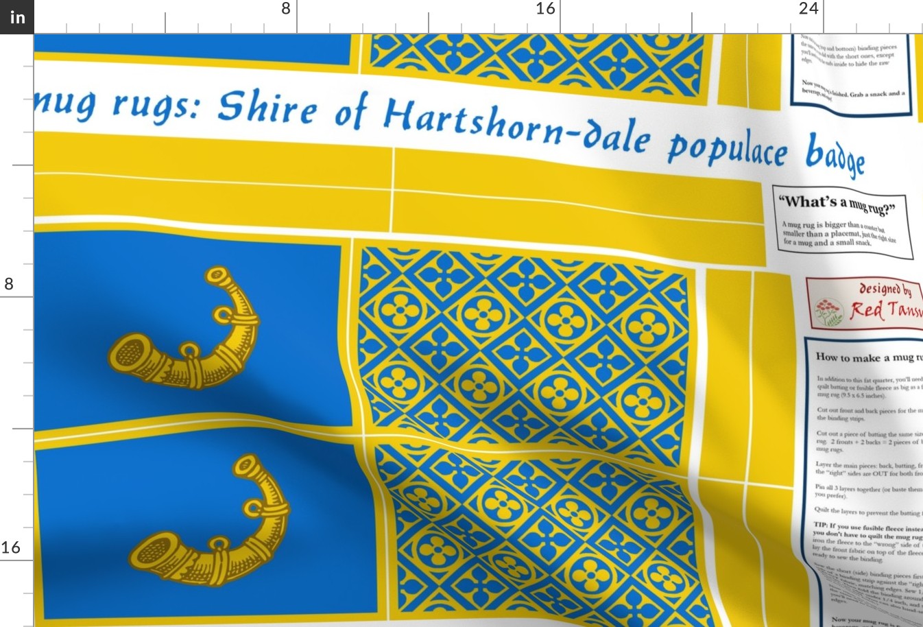 mug rugs: Shire of Hartshorn-dale (SCA)