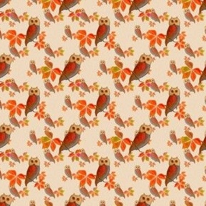 Tiny Size Owls on Ivory Background