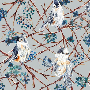 Winter Birds Gray (Large Scale)