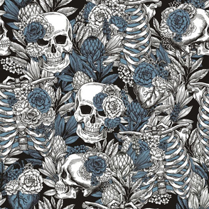 Blue Skeleton Fabric, Wallpaper and Home Decor | Spoonflower