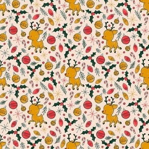 Midcentury Winter Holiday Explosion on Blush - Small