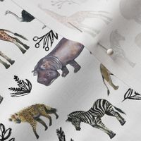 Small Safari Party with Black Plant Sketches // Painted Safari Animals