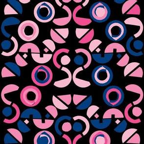 Blue and pink on black cut out