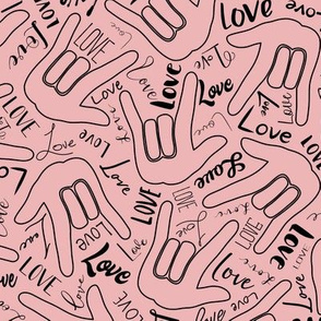 10” ASL love outline pink black