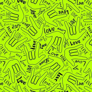 7” ASL love outline lime green