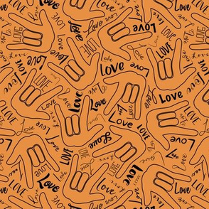 7” ASL love outline orange