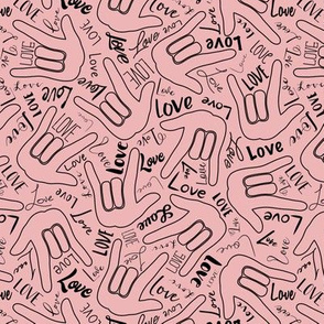 7” ASL love outline pink