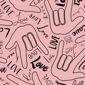 14” ASL love outline pink