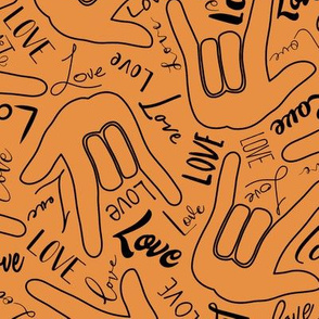 14” ASL love outline orange