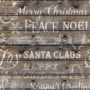 Christmas Typography on dark wood - large scale