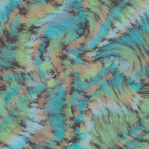 Blue green and tan tie dye with dark gray  