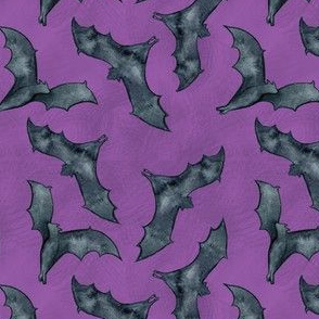 Watercolor Bats on Purple