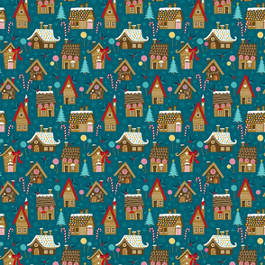 Gingerbread village with candy teal (small)