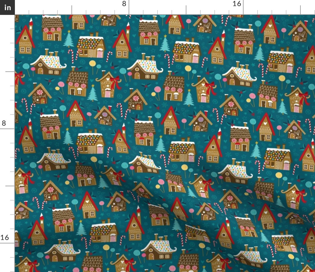 Gingerbread village with candy teal (small)