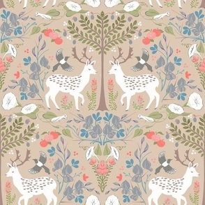 Fallow Deer and Morning Glory in Neutral tone