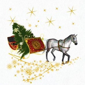 Christmas Tree in Sleigh dapple horse