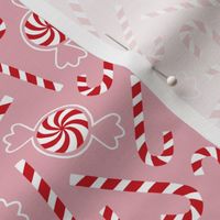 Christmas red candy ditsy pink