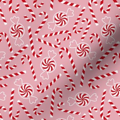 Christmas red candy ditsy pink