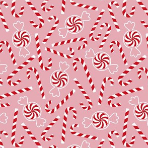 Christmas red candy ditsy pink