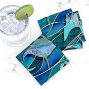 Patchwork Manta Rays in Sapphire and Turquoise Blue - large