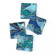 Patchwork Manta Rays in Sapphire and Turquoise Blue - large