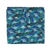 Patchwork Manta Rays in Sapphire and Turquoise Blue - large