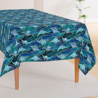 Patchwork Manta Rays in Sapphire and Turquoise Blue - large