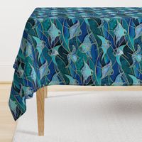 Patchwork Manta Rays in Sapphire and Turquoise Blue - large