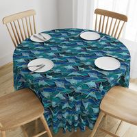 Patchwork Manta Rays in Sapphire and Turquoise Blue - large