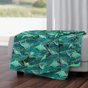 Patchwork Manta Rays in Jade and Emerald Green - large