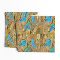 Manta Ray Quilting Square in Turquoise Blue and Golden Sand - 10.81"