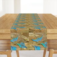 Manta Ray Quilting Square in Turquoise Blue and Golden Sand - 10.81"