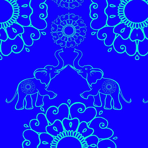 Wild Elephant - Fertility - Mandala Mehndi Flower - Floral Pattern #2 Bioluminescence