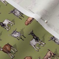 Small-Scale Goats on Green - Goat Herd Pattern