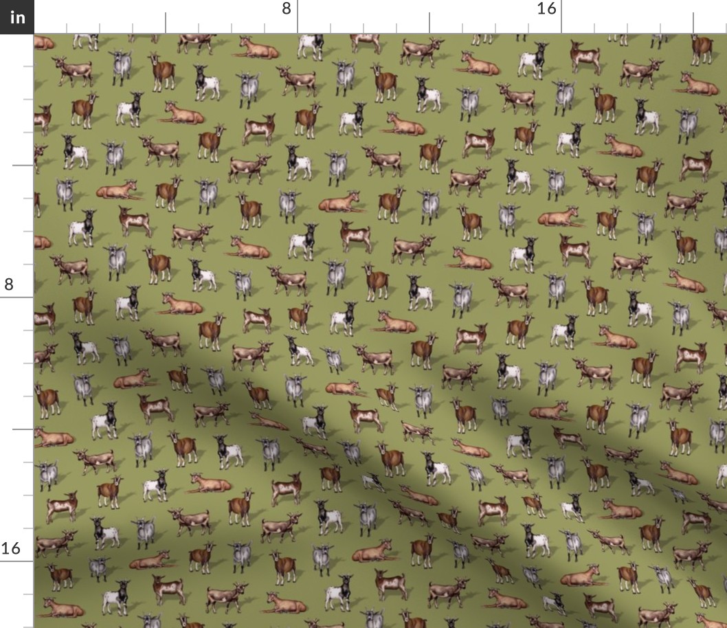 Small-Scale Goats on Green - Goat Herd Pattern