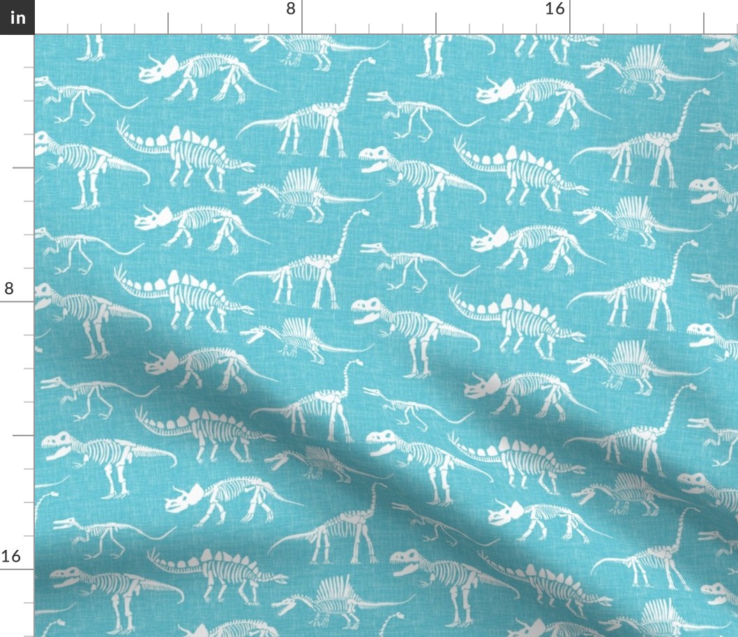 Dinosaur Fossils - ocean blue - medium scale